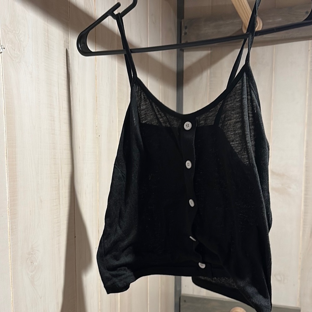 Black Button-Front Camisole Top